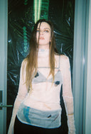 1999 Silk Mesh Top - DJCS Rote Flora Print