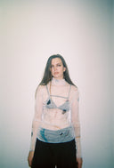 1999 Silk Mesh Top - DJCS Rote Flora Print