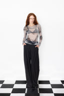 Trance Silk Mesh Top - Mysterious 20's Woman Print