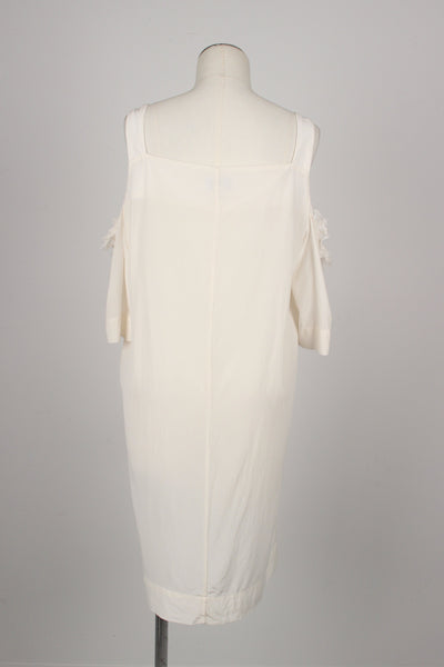 LAYLA DRESS WITH RUFFLES, IVORY - SIZE S