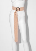 Belt with Round Buckle - Beige