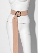Belt with Round Buckle - Beige